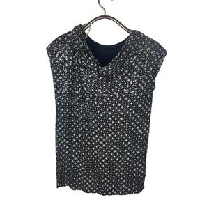 Vintage Liz Claiborne 80's Black Beaded Silk Cowl Neck Sequin Mini Dress Sz M/10